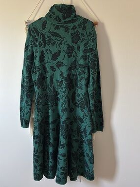 Peruvian Connection Jacquard Knit Sweater Midi Dress Turtleneck Size XL Green